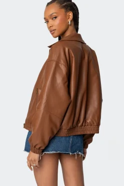 Halley Faux Leather Bomber Jacket