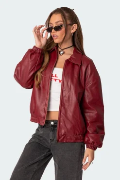 Halley Faux Leather Bomber Jacket