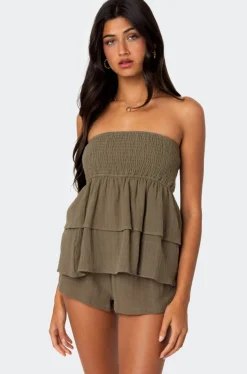 Harleigh Ruffled Linen Look Tube Top