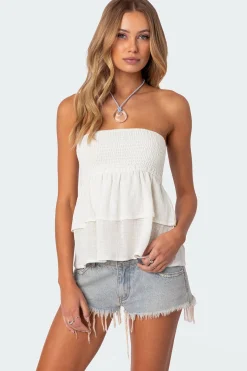 Harleigh Ruffled Linen Look Tube Top
