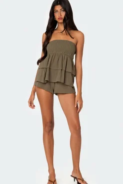 Harleigh Ruffled Linen Look Tube Top