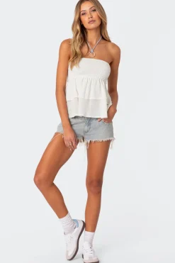 Harleigh Ruffled Linen Look Tube Top