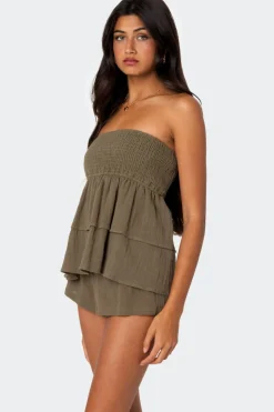 Harleigh Ruffled Linen Look Tube Top