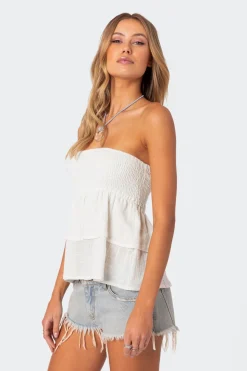 Harleigh Ruffled Linen Look Tube Top