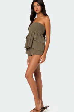 Harleigh Ruffled Linen Look Tube Top