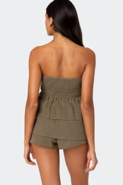 Harleigh Ruffled Linen Look Tube Top