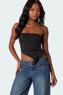 Hayley Lace Up Ruffle Tube Top