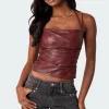 Haze Strappy Faux Leather Top