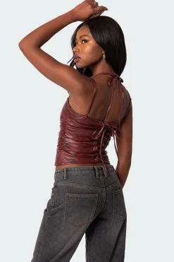 Haze Strappy Faux Leather Top