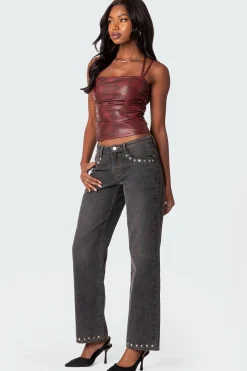 Haze Strappy Faux Leather Top