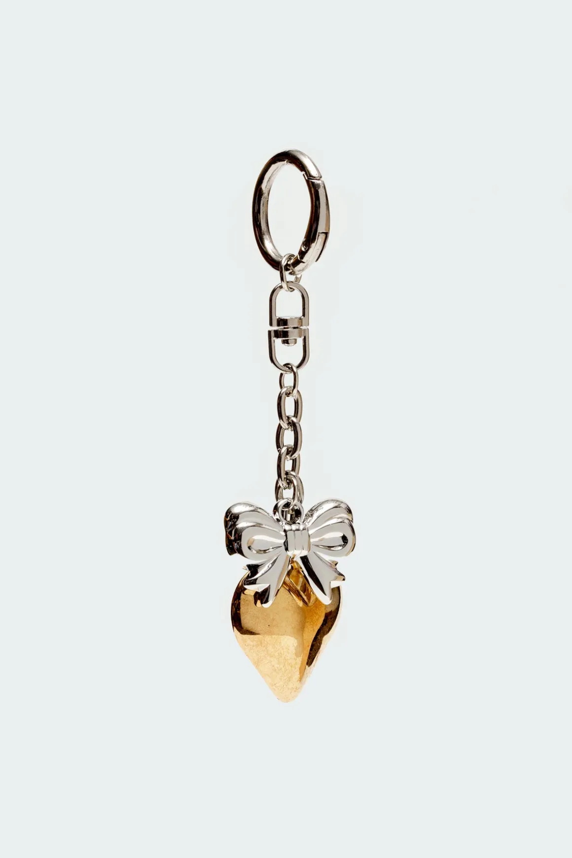 Heart & Bow Mixed Metal Keychain