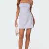 Henrietta Ruched Linen Look Mini Dress