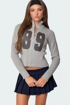 89 High Neck Zip Up Cardigan
