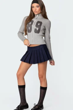 89 High Neck Zip Up Cardigan