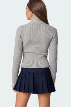 89 High Neck Zip Up Cardigan