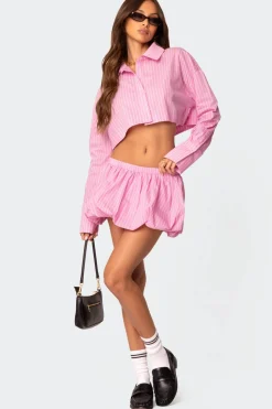 Hila Pinstripe Bubble Mini Skirt