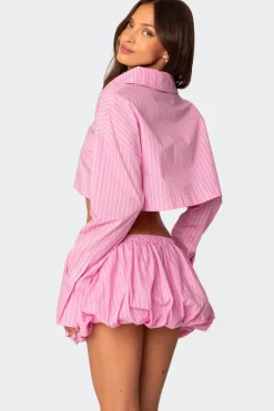 Hila Pinstripe Cropped Button Up Shirt