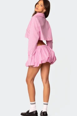 Hila Pinstripe Cropped Button Up Shirt
