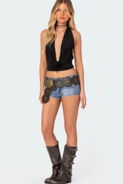 Honey Low Rise Denim Micro Shorts