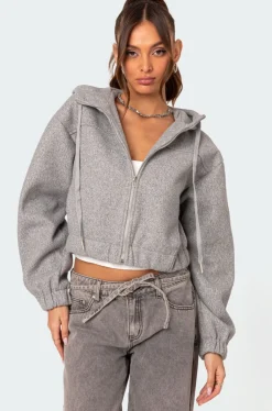Hooded Texture Bomber Jacket