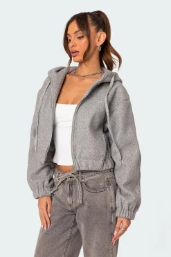 Hooded Texture Bomber Jacket