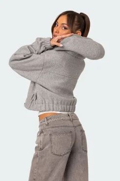 Hooded Texture Bomber Jacket