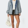 Hooded Vintage Washed Denim Bomber Jacket