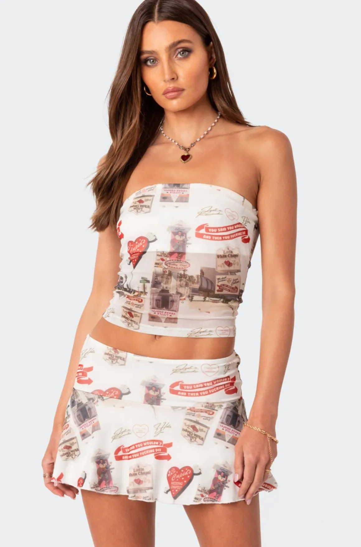 Hopeless Romantic Mesh Tube Top