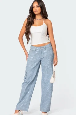 Icing Sequin Low Rise Cargo Jeans