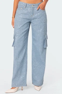 Icing Sequin Low Rise Cargo Jeans