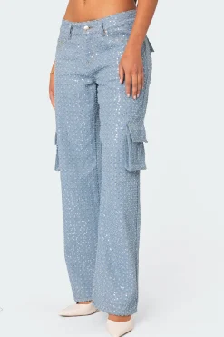 Icing Sequin Low Rise Cargo Jeans