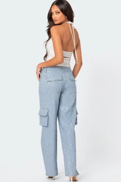 Icing Sequin Low Rise Cargo Jeans