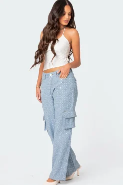 Icing Sequin Low Rise Cargo Jeans