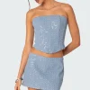 Icing sequined denim corset