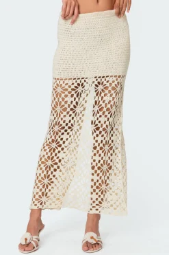 Ida Back Slit Crochet Maxi Skirt