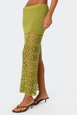 Ida Back Slit Crochet Maxi Skirt