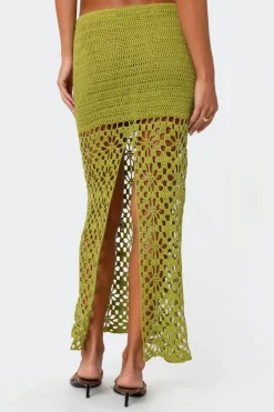 Ida Back Slit Crochet Maxi Skirt