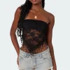 India Sheer Lace Strapless Top