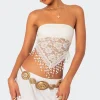 India Sheer Lace Strapless Top