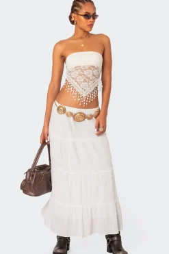 India Sheer Lace Strapless Top