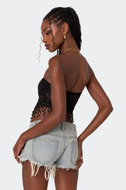India Sheer Lace Strapless Top