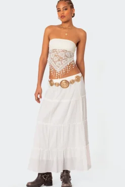India Sheer Lace Strapless Top