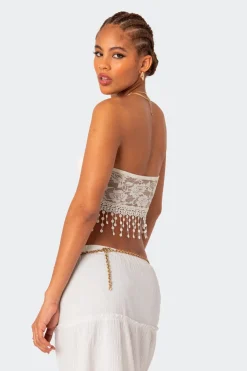 India Sheer Lace Strapless Top