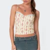 Indira Printed Cupped Lace Up Corset