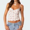 Indira Printed Cupped Lace Up Corset