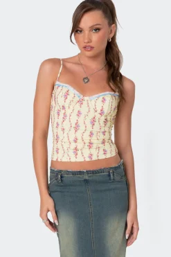 Indira Printed Cupped Lace Up Corset