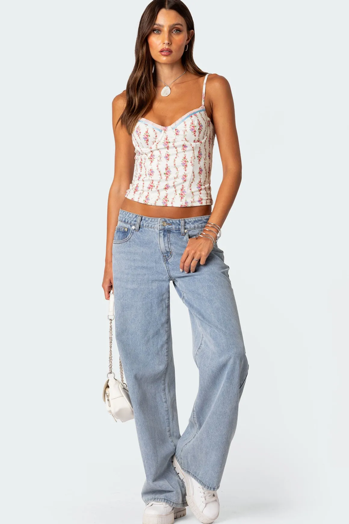 Indira Printed Cupped Lace Up Corset