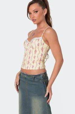 Indira Printed Cupped Lace Up Corset