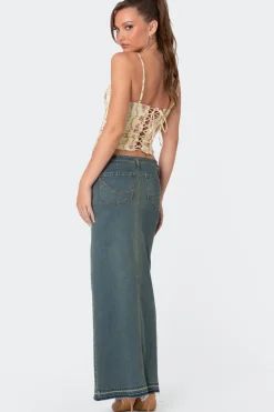 Indira Printed Cupped Lace Up Corset