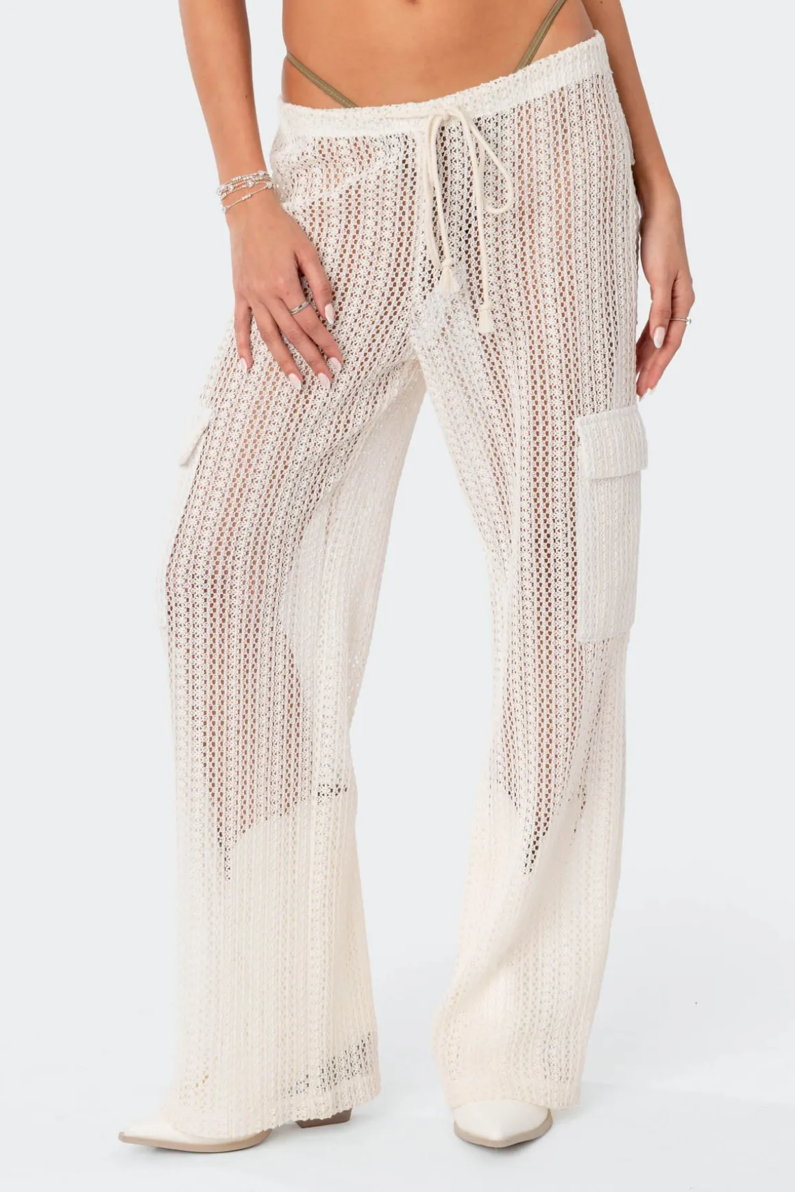 Ines Crochet Low Rise Cargo Pants